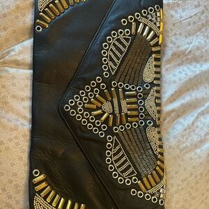Black Clutch with Gold and Silver Embellishments (Ash)